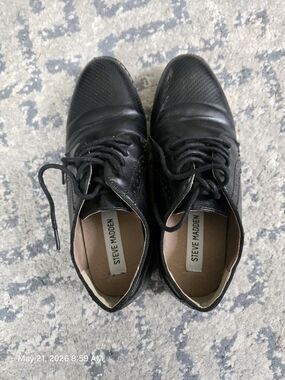 Steve Madden Boys Black Oxford Lace-Up Dress Shoes